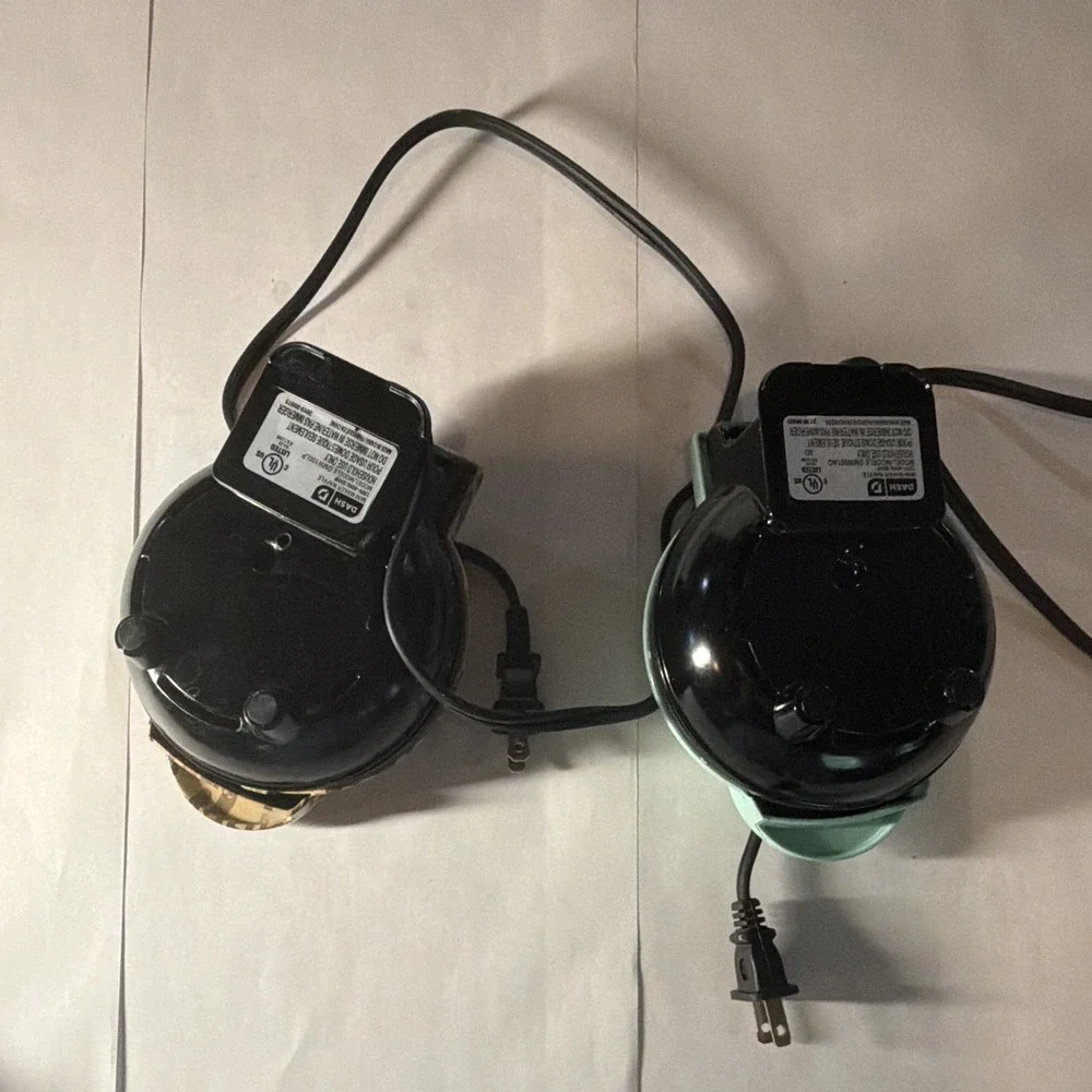 DASH Dash Mini Waffle Maker Lot of 2 Leopard & Mint Green Non-Stick 350W